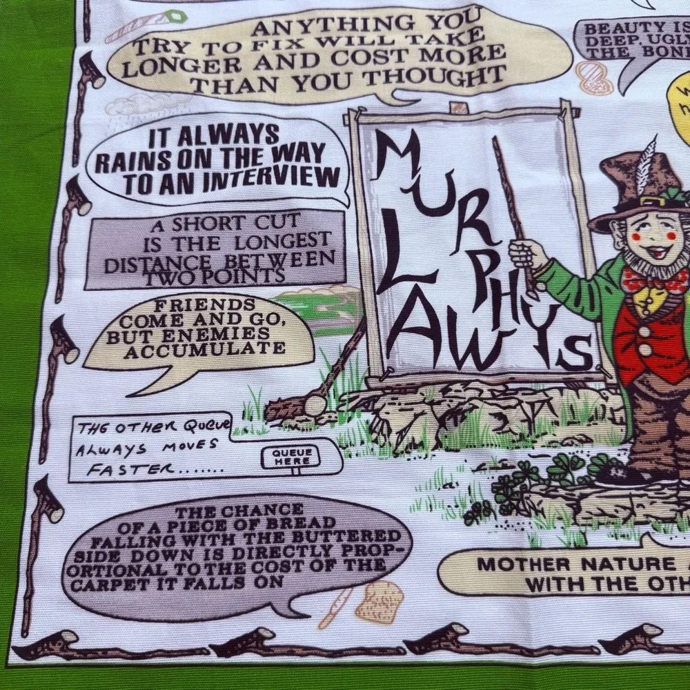 Vintage Murphys Law Irish Tea Towel Cotton McCaw Allan Ireland Leprechaun